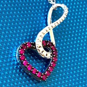 Dainty Ruby sterling silver heart pendant necklace